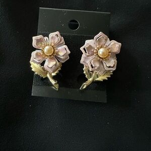 Elegant Floral Gold and Pink Earrings